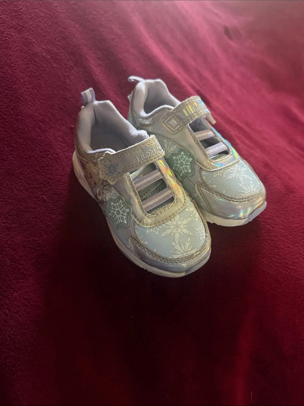 Girls' Light Blue Sparkle frozen  Velcro Kids Sneakers